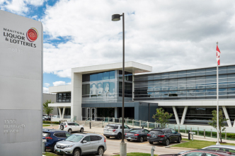 Front entrance to the Manitoba Liquor and Lotteries head office.